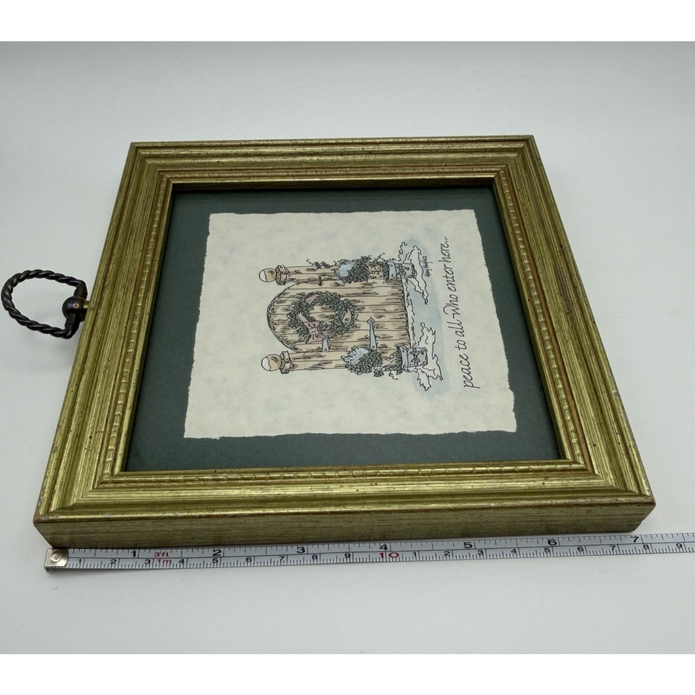 Vintage Holiday Cottage Wall Art "Peace to All Who Enter Here" Framed Art Print - Picture 3 of 7
